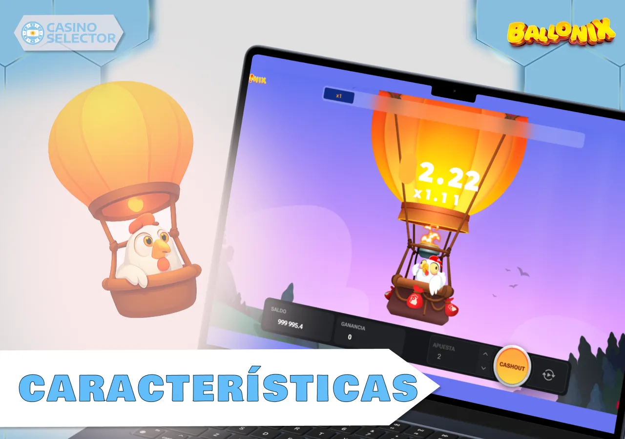 Características principales del juego Ballonix, incluyendo reglas, bonos y mecánica del juego.