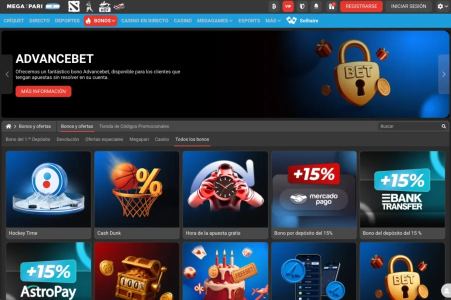 megapari screen bonuses